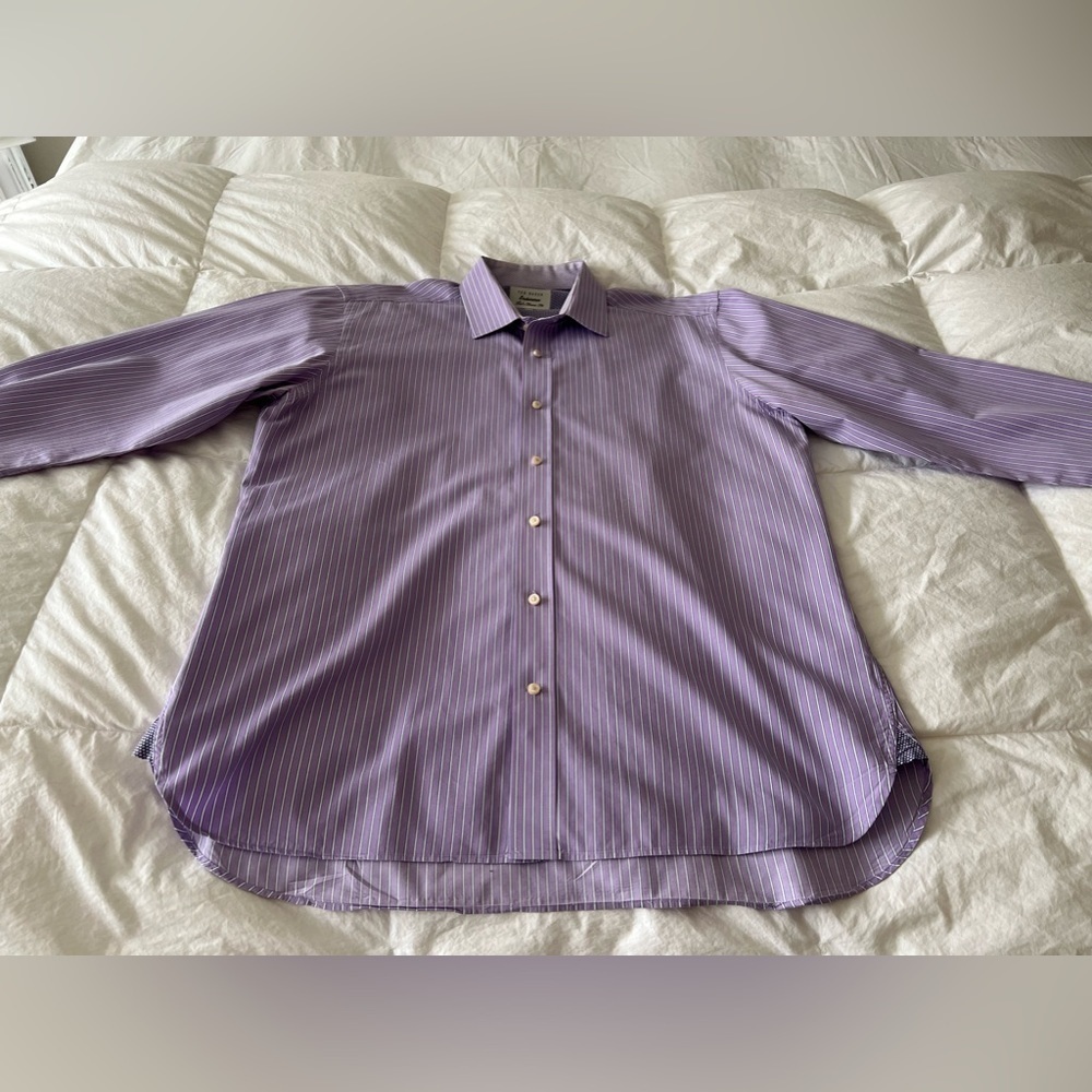 Ted Baker Endurance Men's Button Up Dress Shirt Purple 16.5~ Lavender Stripe.